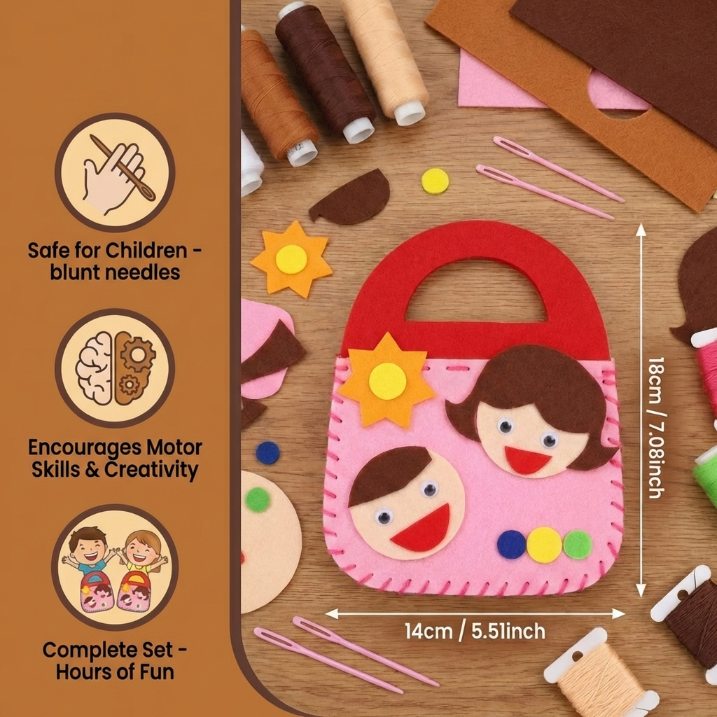 Safe Felt Pouch Set for DIY Sewing