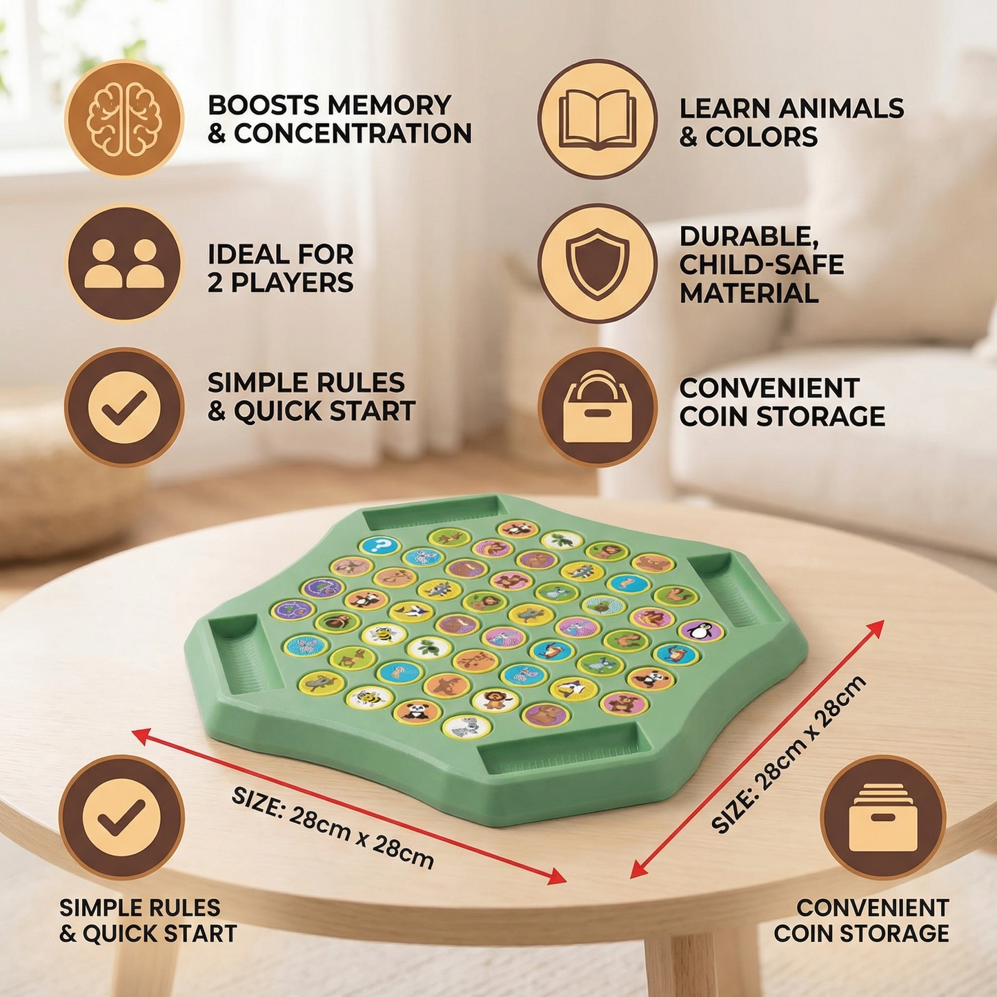 Animal Coin Memory Game Board