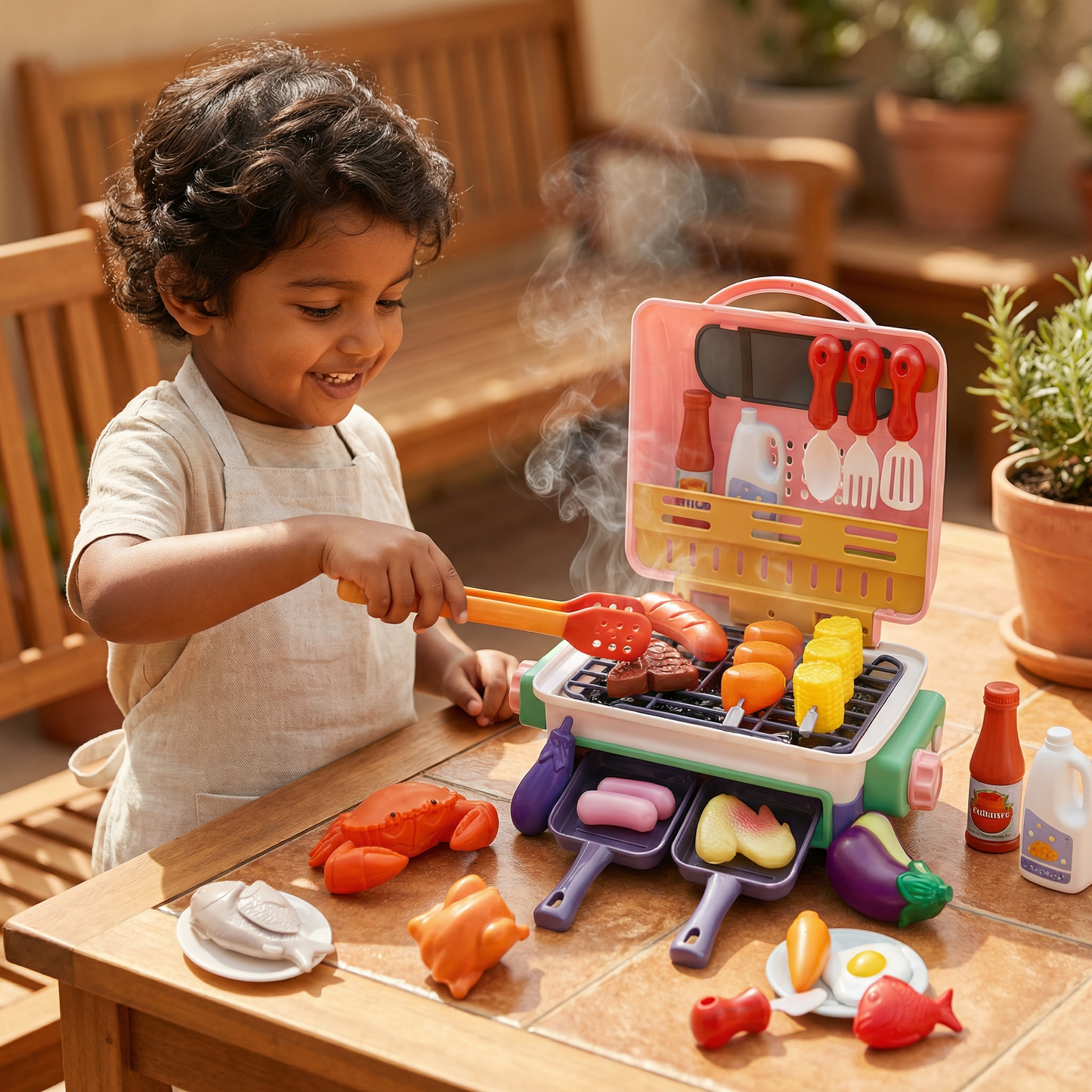 My First BBQ Grill – Kids’ Kitchen with Smoke Effect and Color-Changing Food