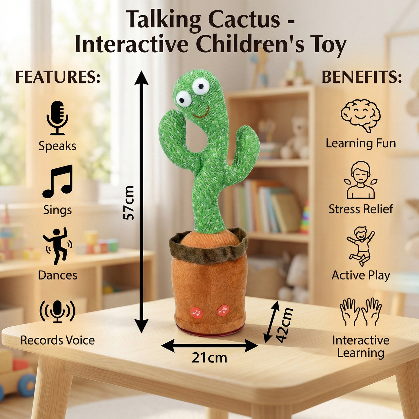 Talking Cactus - Interactive Children's Toy