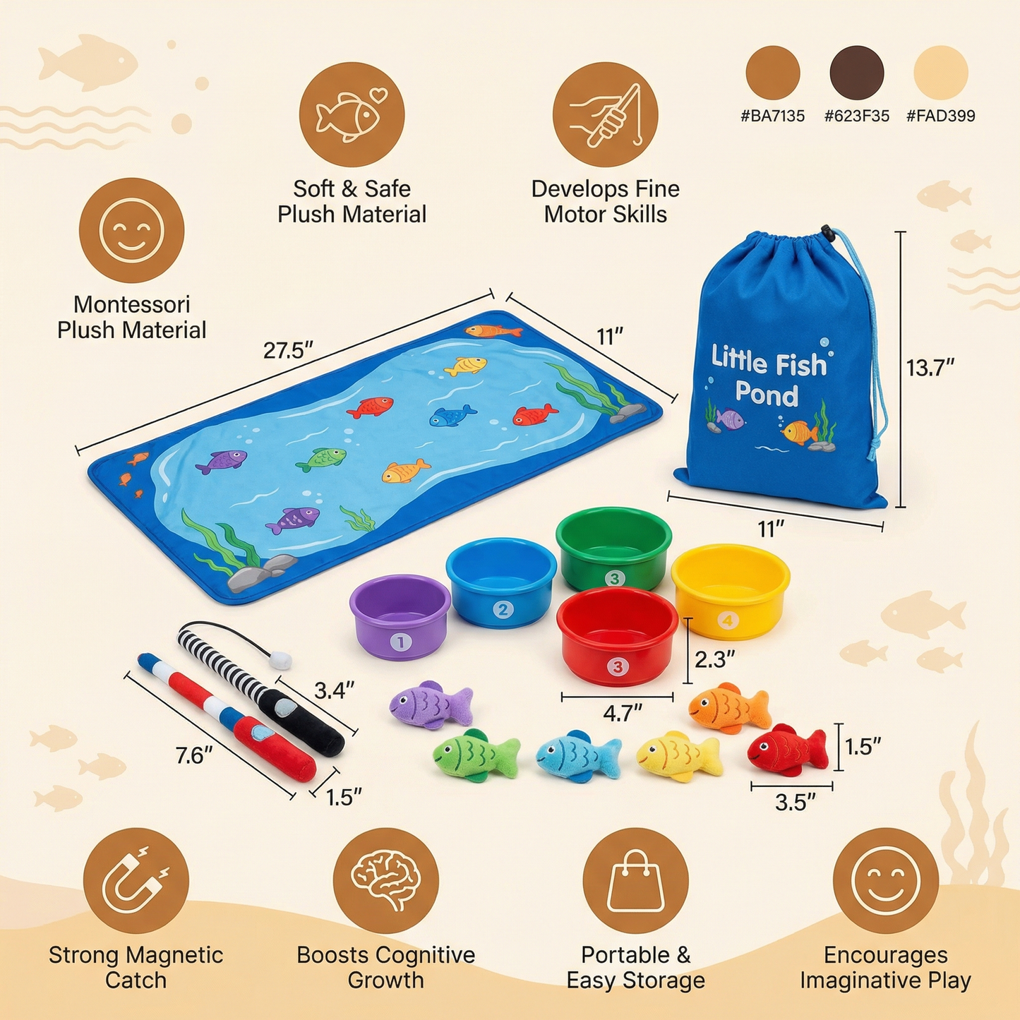 Montessori Plush Fish Pond Toy for Kids