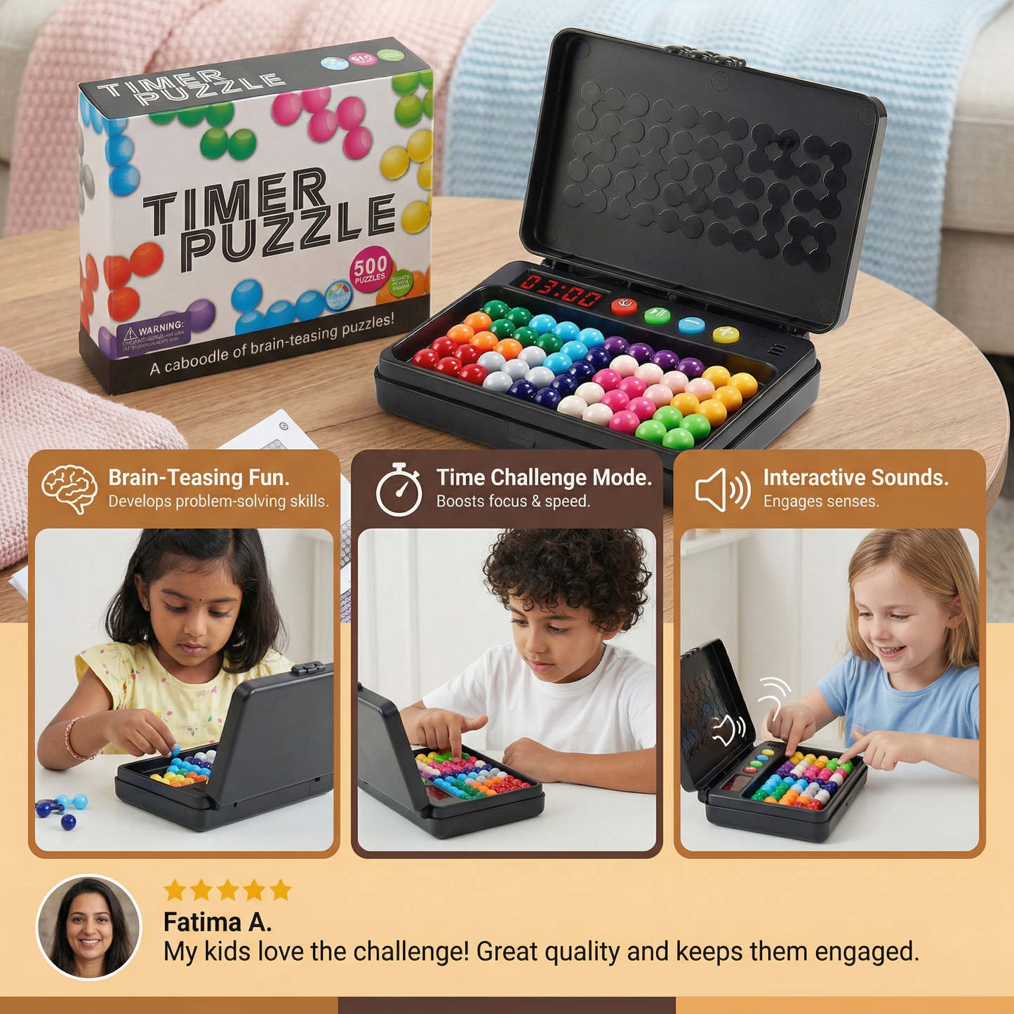 Logic Puzzle Game for Children – 500 Puzzles With Timer