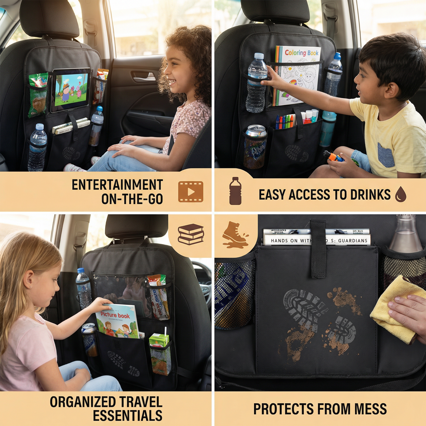 Car Seat Protector and Organizer for Kids