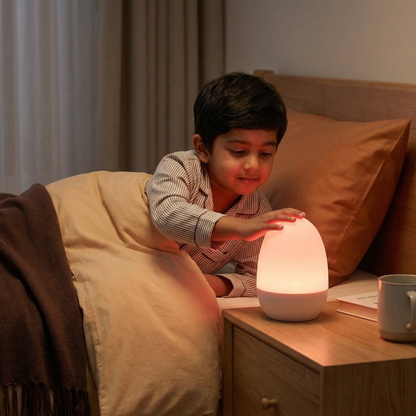 Egg-shaped LED night light made of silicone