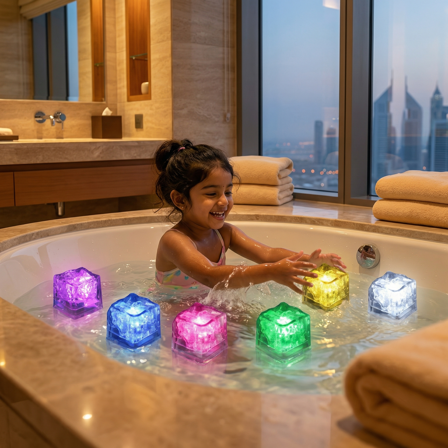 Glowing Bath Cube Toys for Kids – Set of 6