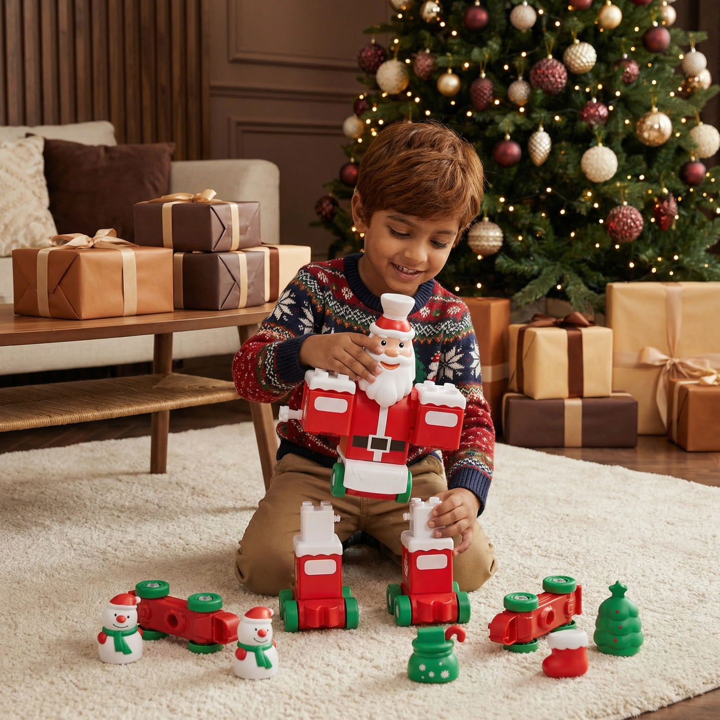 2-in-1 Transforming Christmas Train and Santa Claus Robot