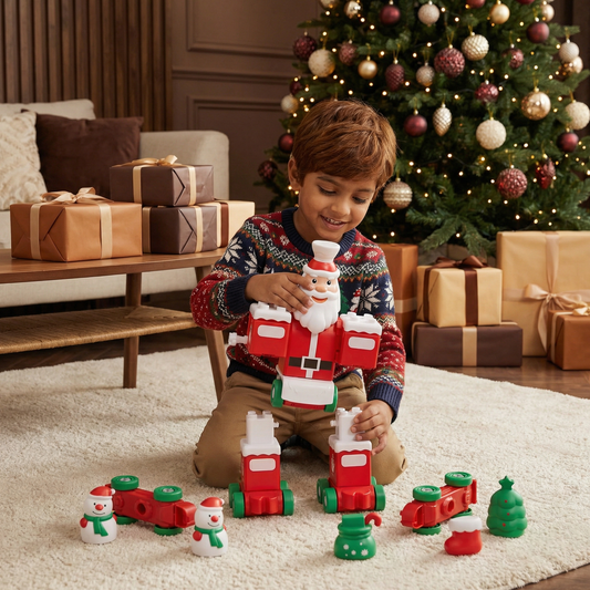 2-in-1 Transforming Christmas Train and Santa Claus Robot