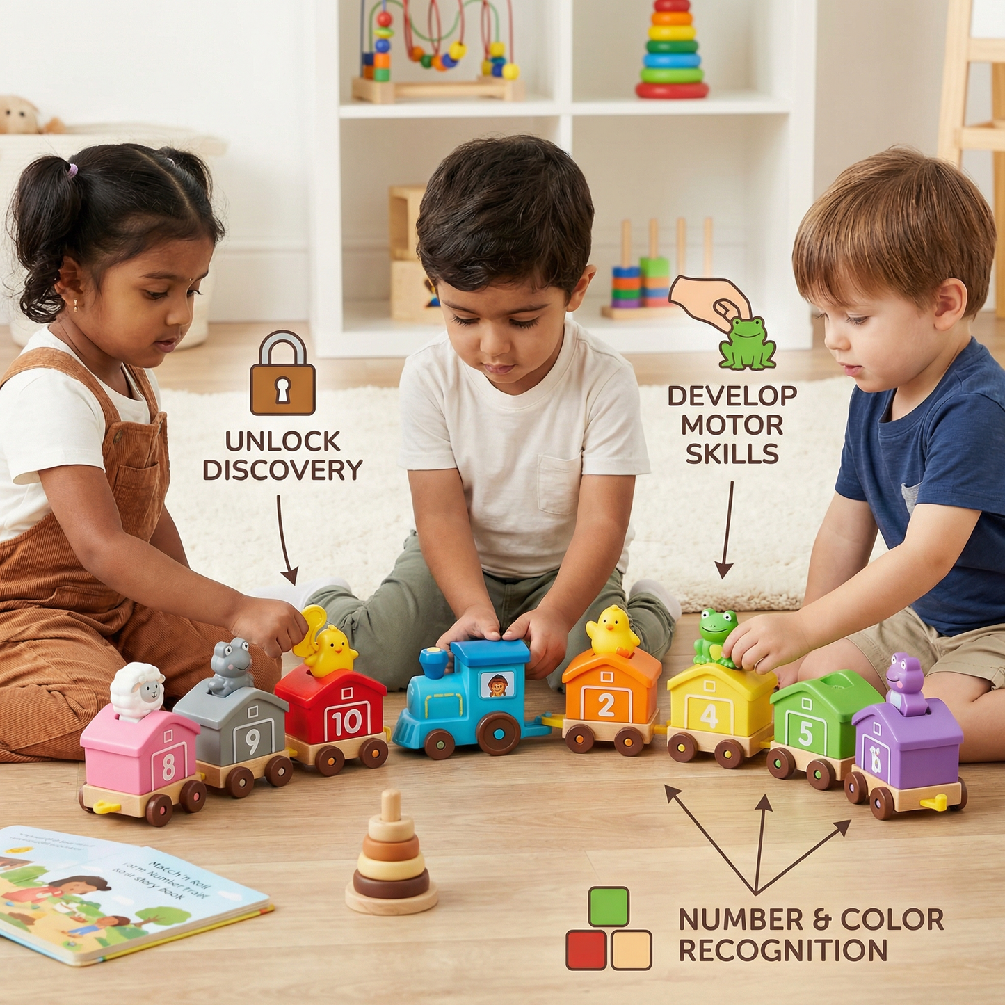 Montessori Farm Learning Train Toy for Kids