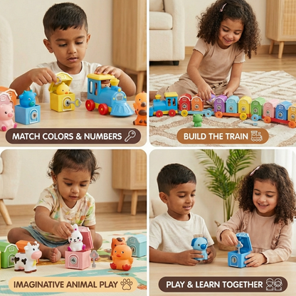 Montessori Farm Learning Train Toy for Kids