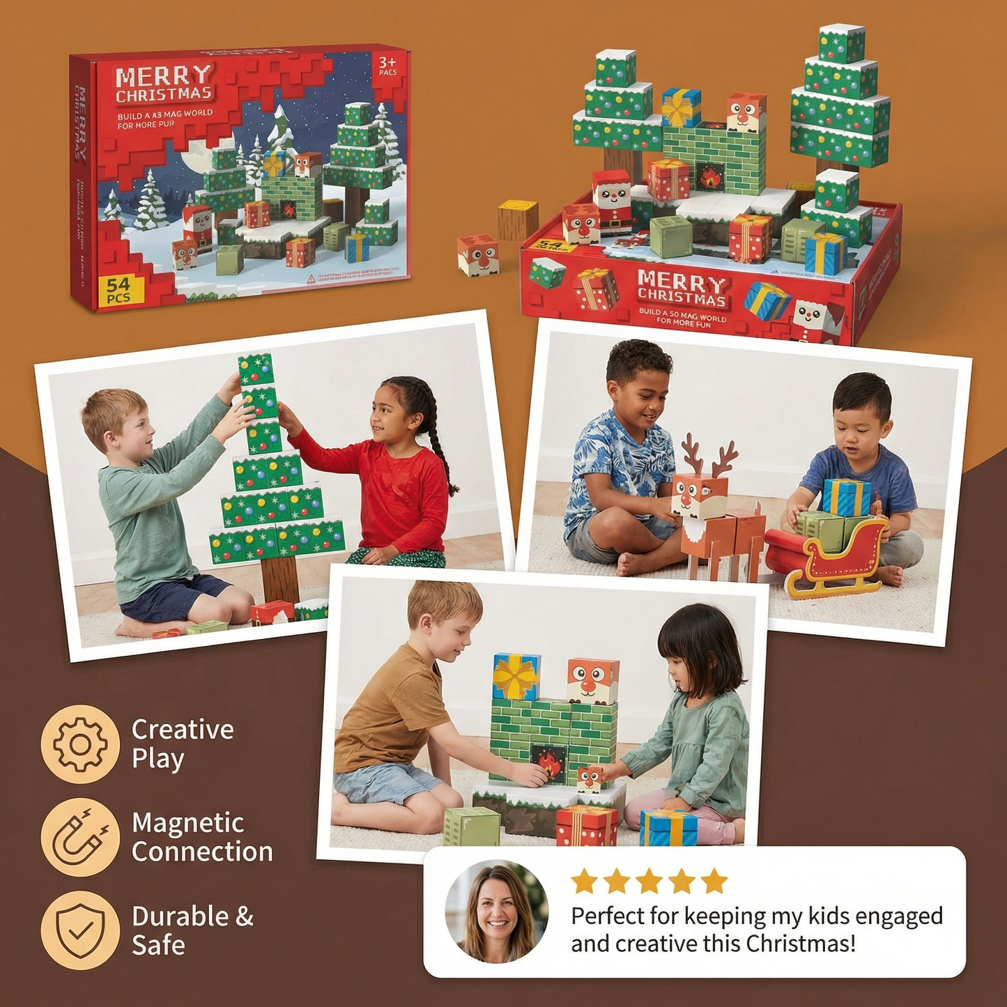 Christmas Magnetic Cube Building Blocks