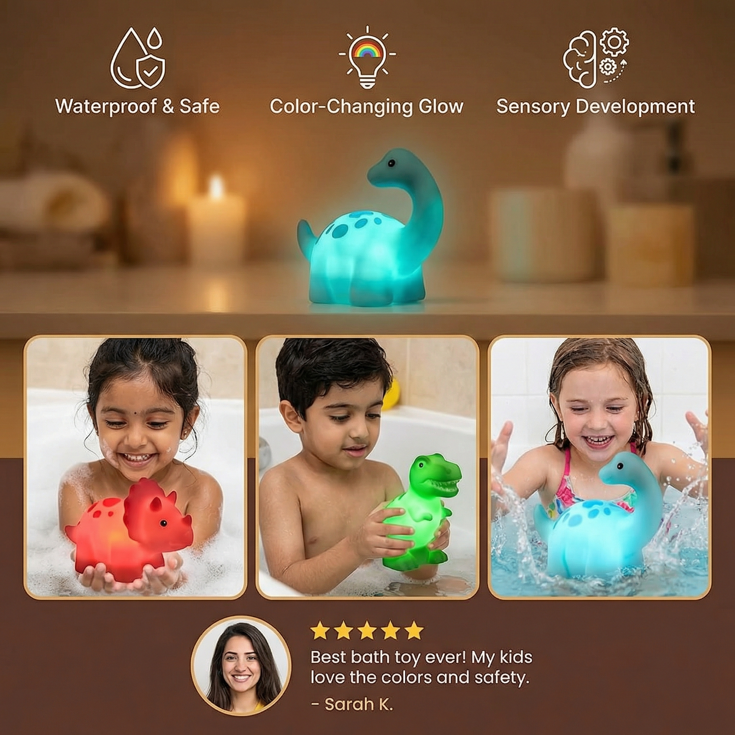 Glowing Bath Dinosaur Toy