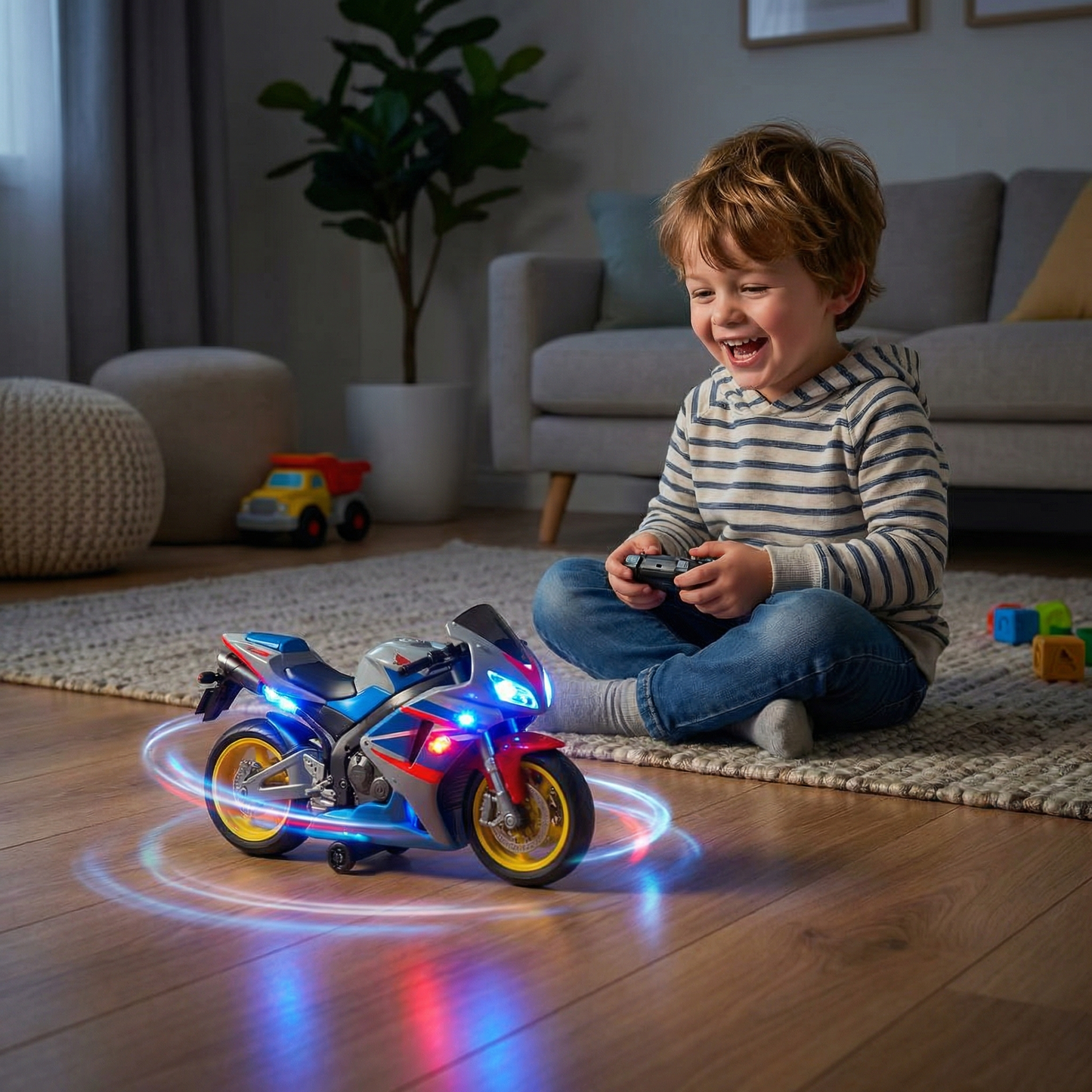 Glowing and Dancing Music Motorcycle