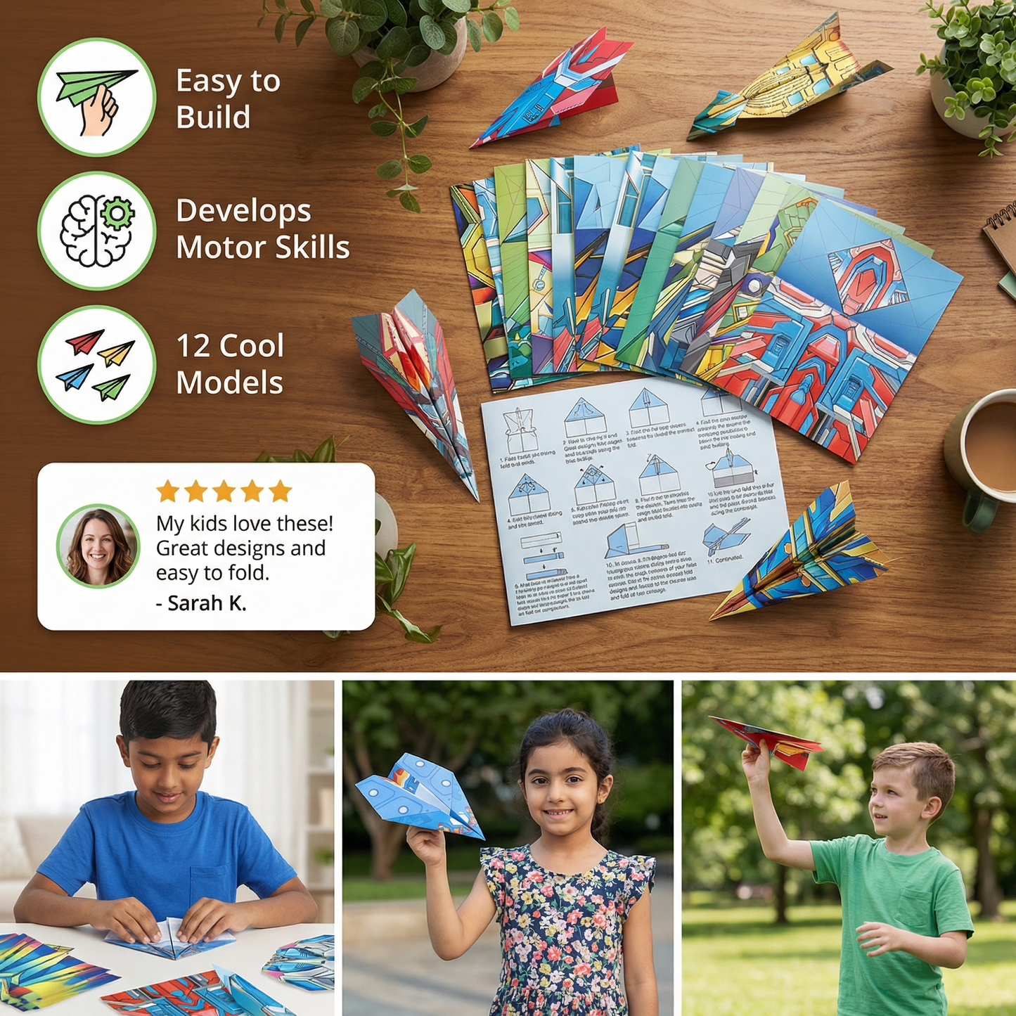 Paper Airplane Building Set with Instructions