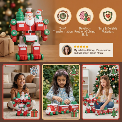 2-in-1 Transforming Christmas Train and Santa Claus Robot