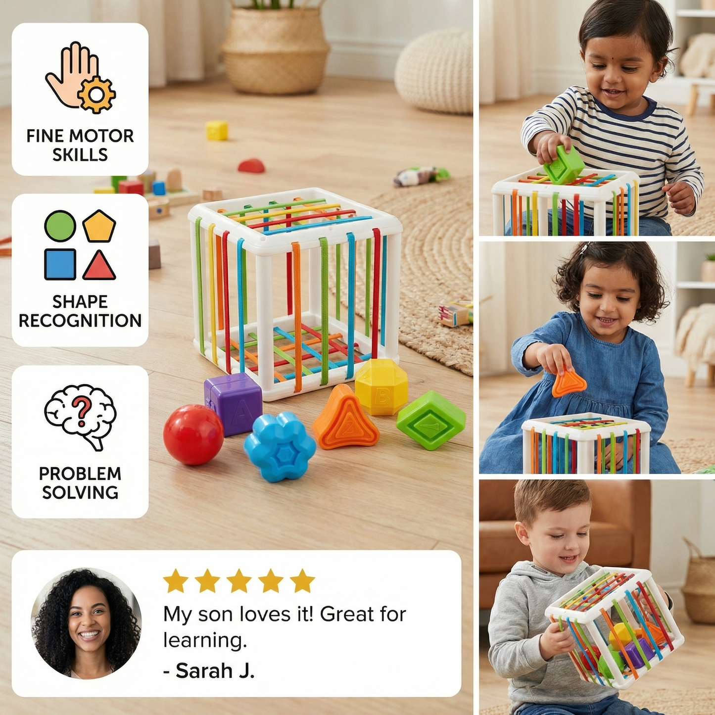 Montessori Shape Box – Sorting & Motor Skills Game