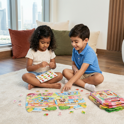 Reusable Montessori Sticker Books with Various Themed Worlds