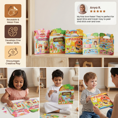 Reusable Montessori Sticker Books with Various Themed Worlds