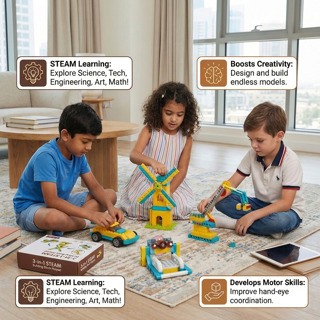 3-in-1 Science and Technology Building Block Playset