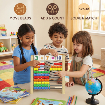 Wooden Abacus for Learning to Count and Calculate