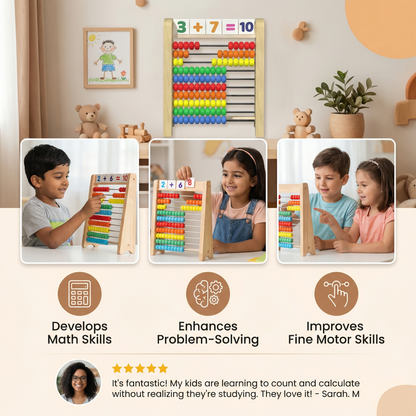 Wooden Abacus for Learning to Count and Calculate