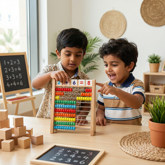 Wooden Abacus for Learning to Count and Calculate