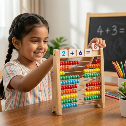 Wooden Abacus for Learning to Count and Calculate
