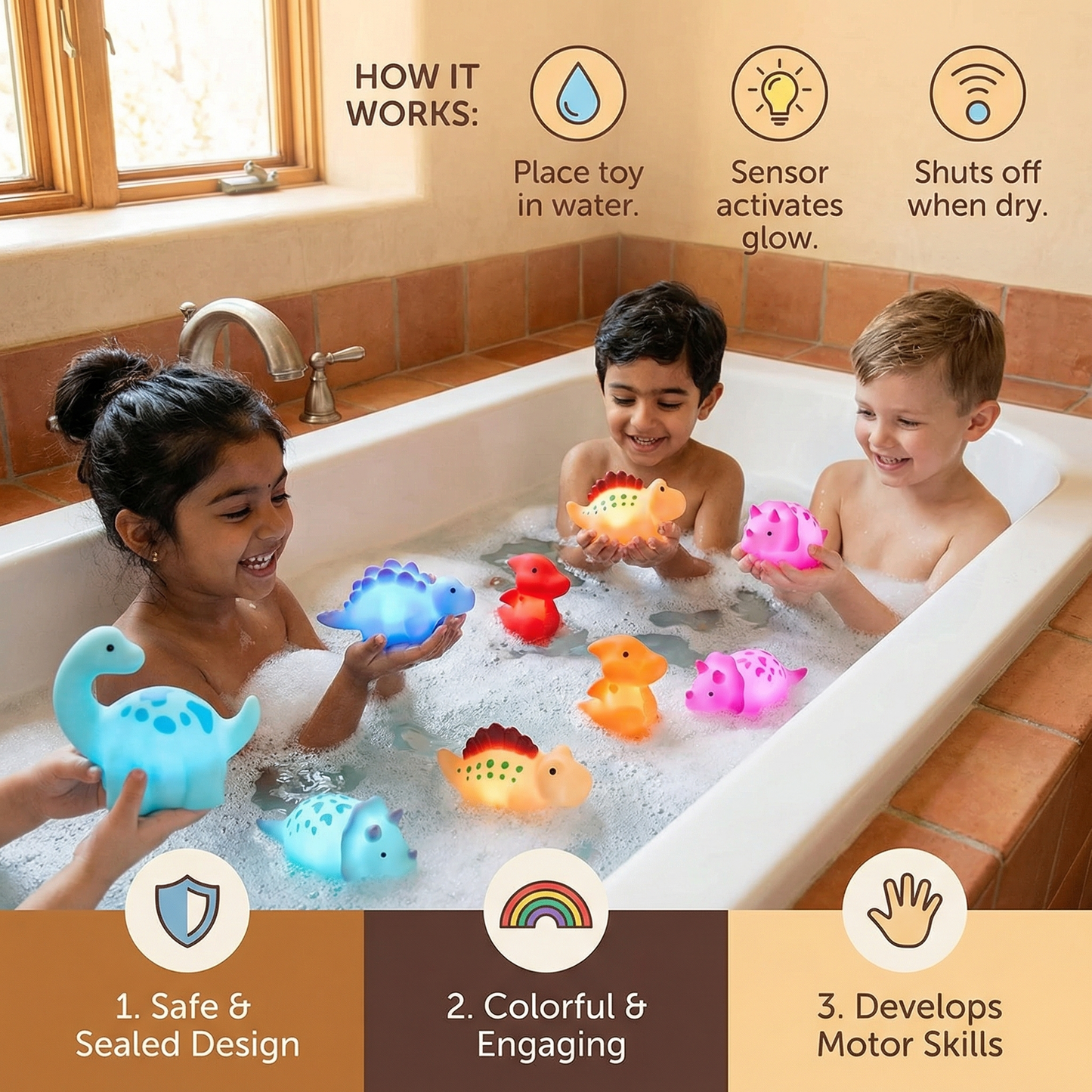 Glowing Bath Dinosaur Toy