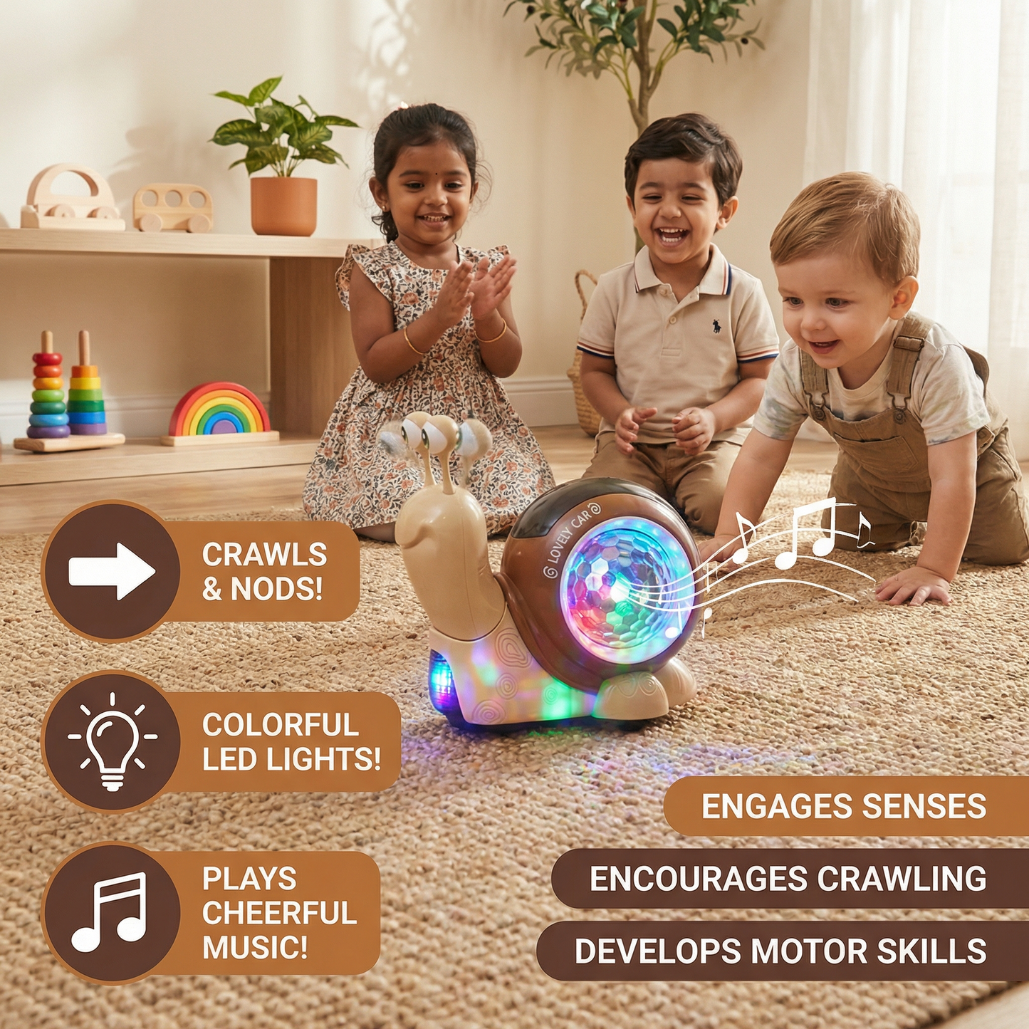 Glowing and Music-Playing Snail Crawling Toy