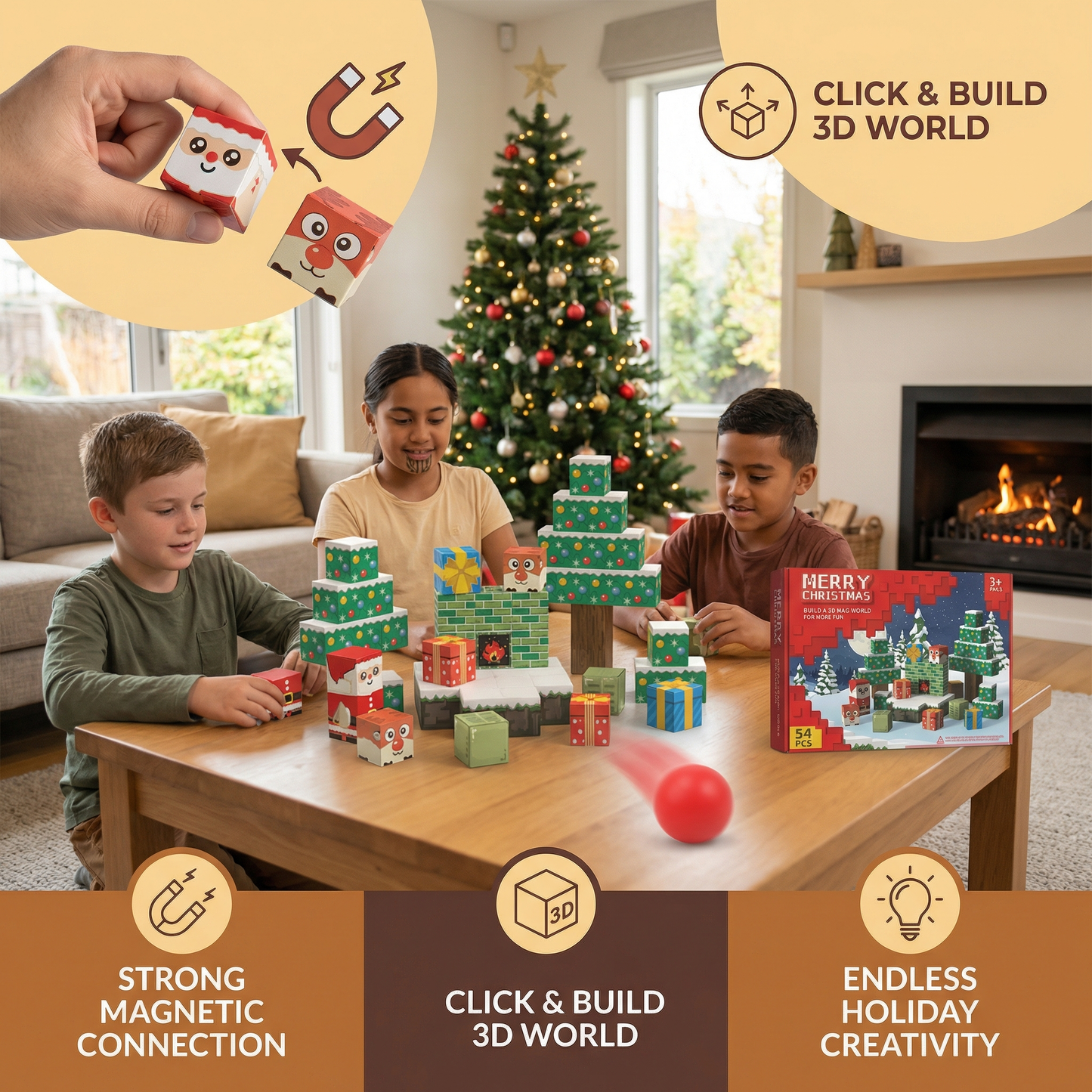Christmas Magnetic Cube Building Blocks