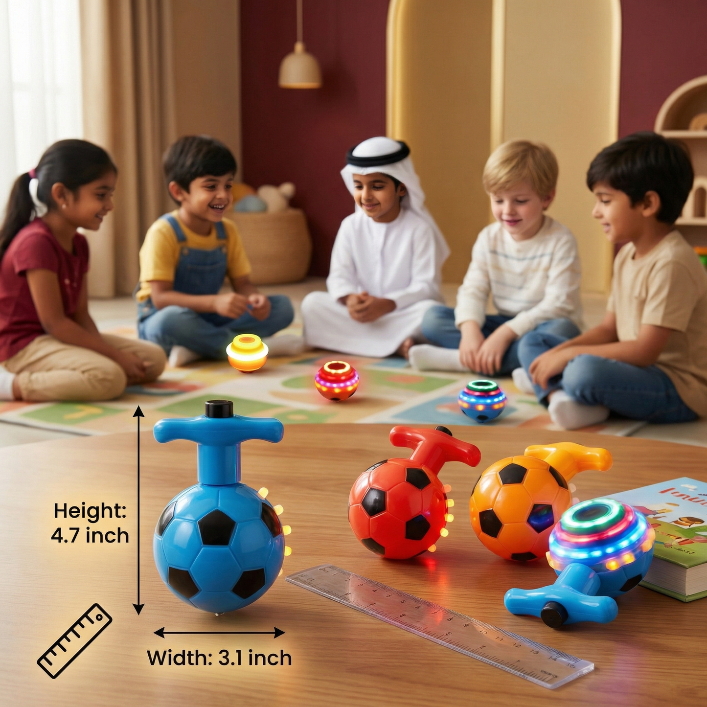 Glowing LED Soccer Spinning Top