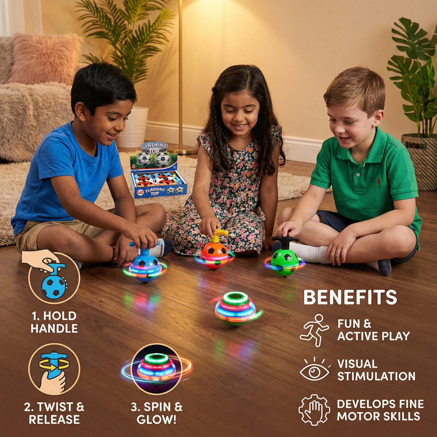Glowing LED Soccer Spinning Top
