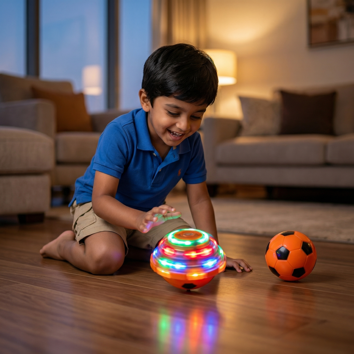Glowing LED Soccer Spinning Top