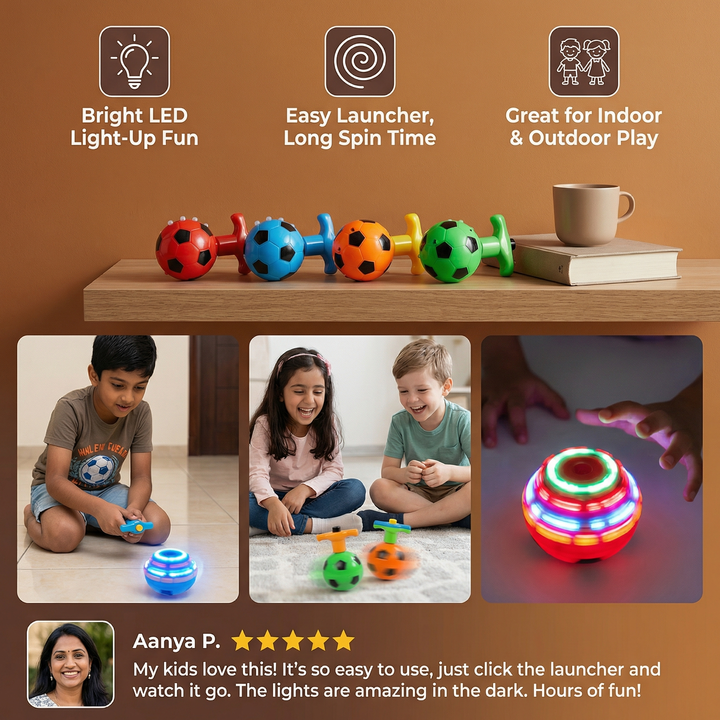 Glowing LED Soccer Spinning Top