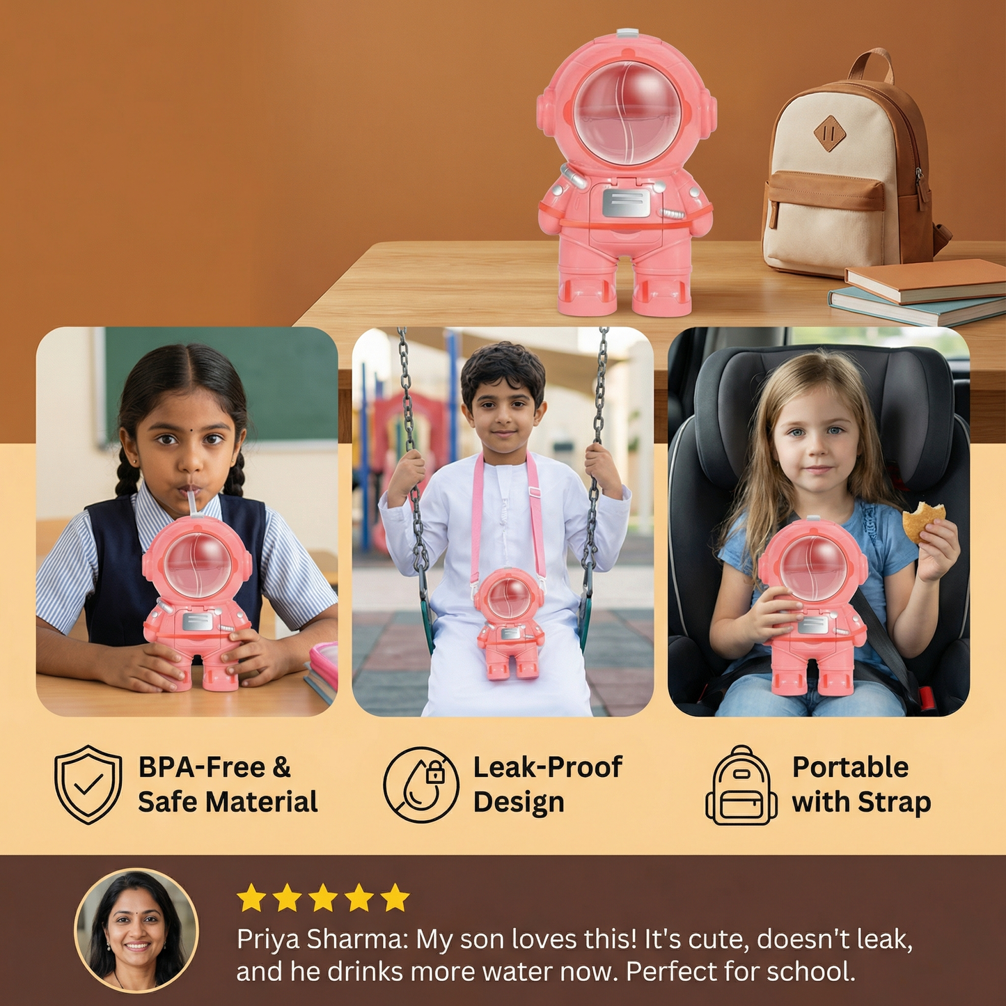 Astronaut Water Bottle for Kids