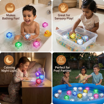 Glowing Bath Cube Toys for Kids – Set of 6
