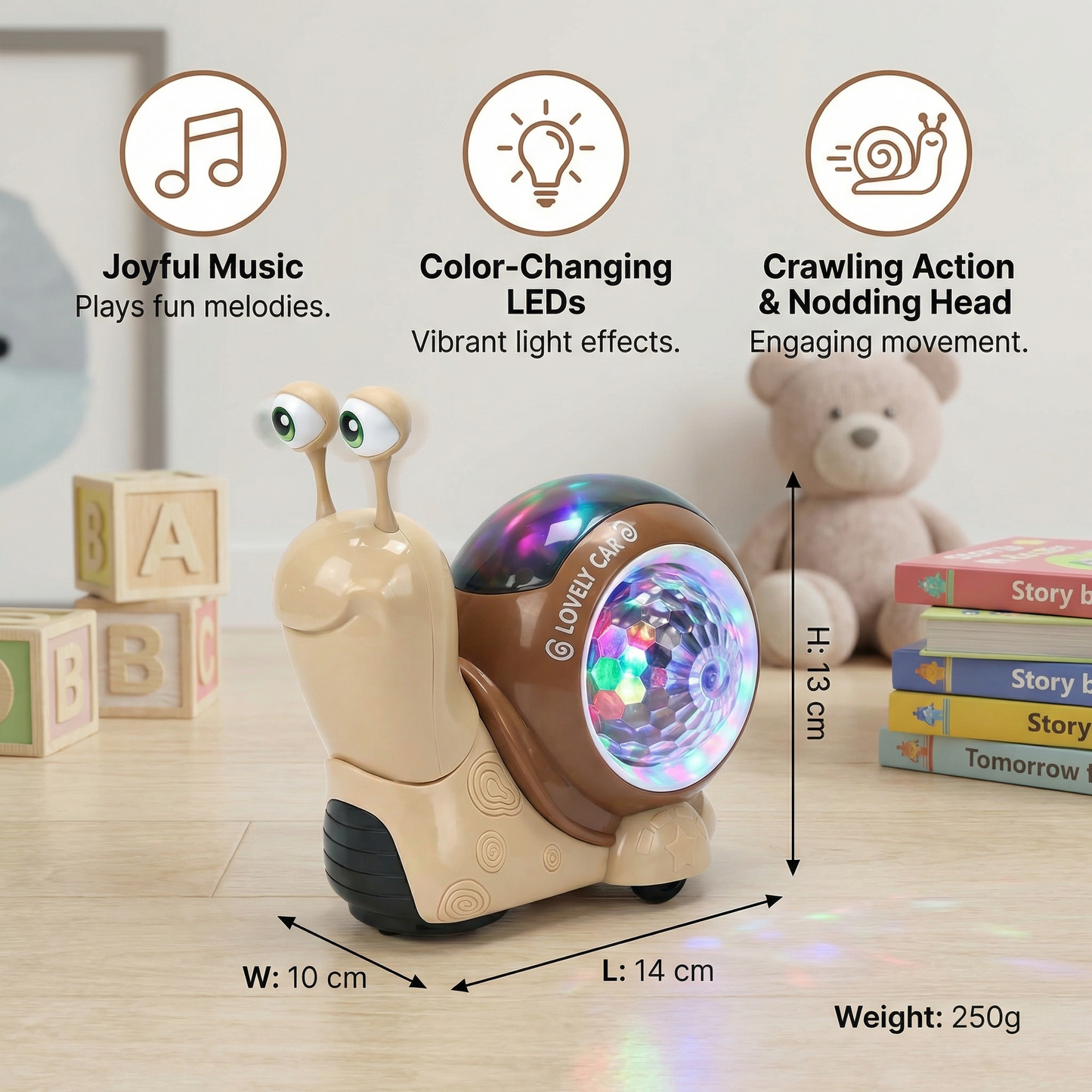 Glowing and Music-Playing Snail Crawling Toy