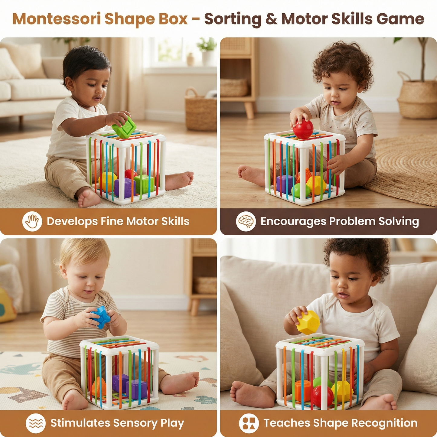 Montessori Shape Box – Sorting & Motor Skills Game