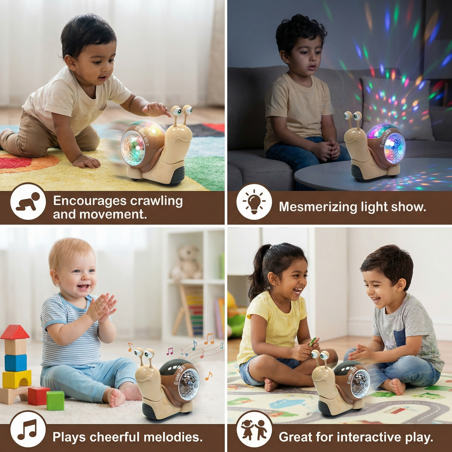 Glowing and Music-Playing Snail Crawling Toy