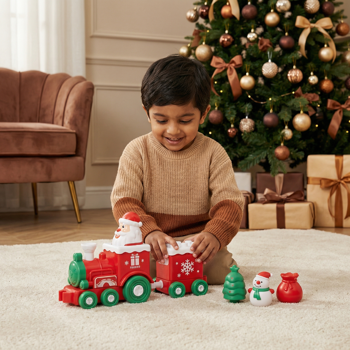 2-in-1 Transforming Christmas Train and Santa Claus Robot