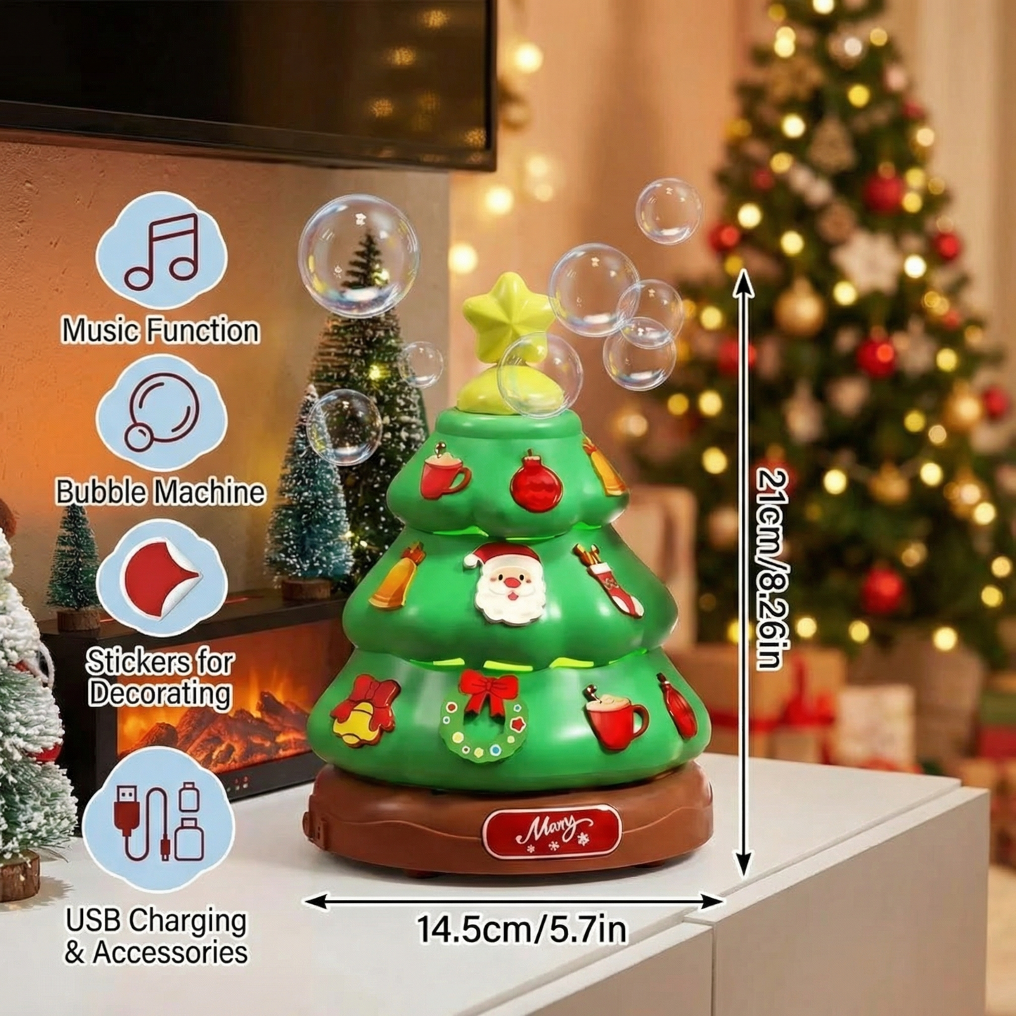 Music Bubble Christmas Tree with Stickers for Decorating