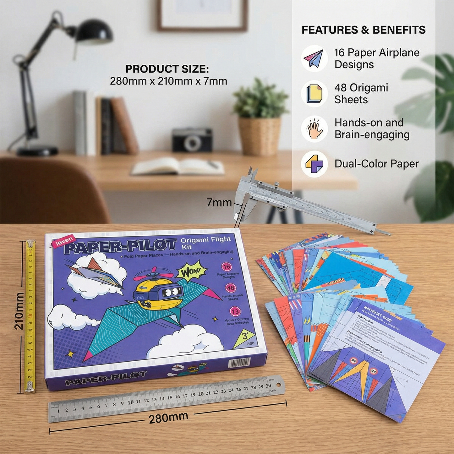 Origami Paper Airplane Building Set with Instructions