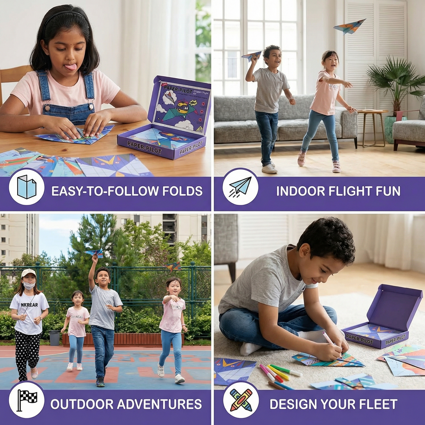 Origami Paper Airplane Building Set with Instructions