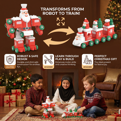 2-in-1 Transforming Christmas Train and Santa Claus Robot