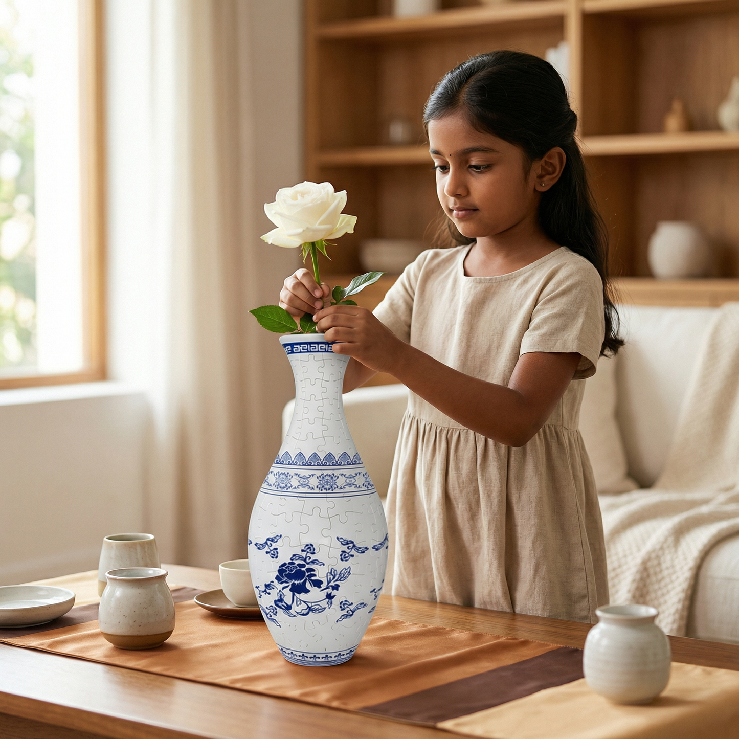 Elegant 3D Puzzle Vase - Usable for Real Flowers