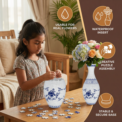 Elegant 3D Puzzle Vase - Usable for Real Flowers