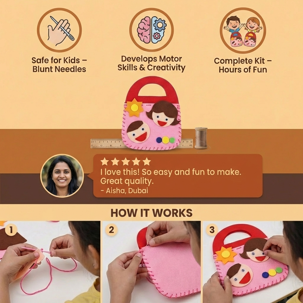 Safe Felt Pouch Set for DIY Sewing