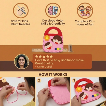 Safe Felt Pouch Set for DIY Sewing