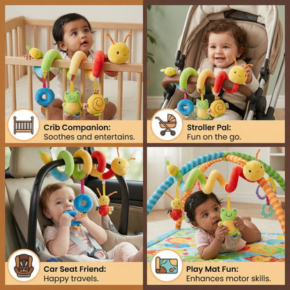 3-in-1 Caterpillar Rattle Toy for Home and On the Go