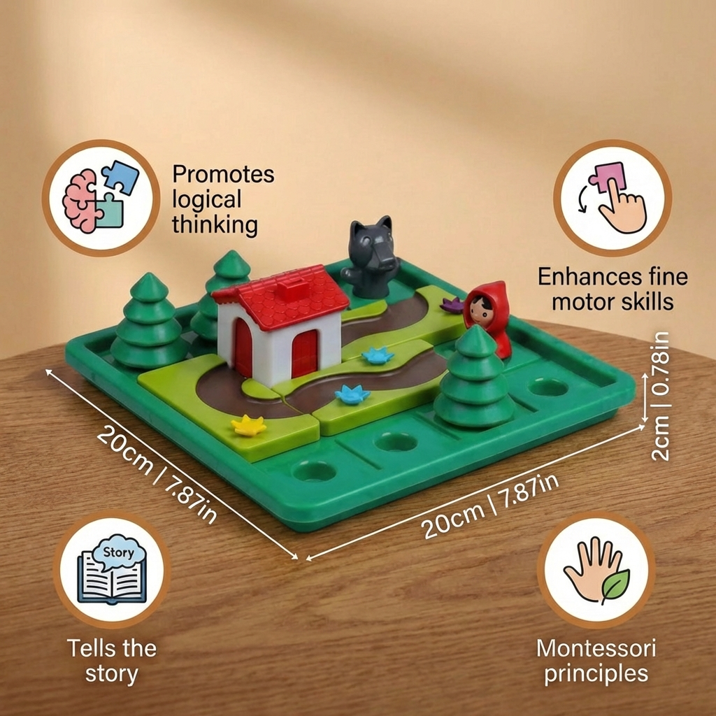 Montessori Little Red Riding Hood Puzzle and Skill Game