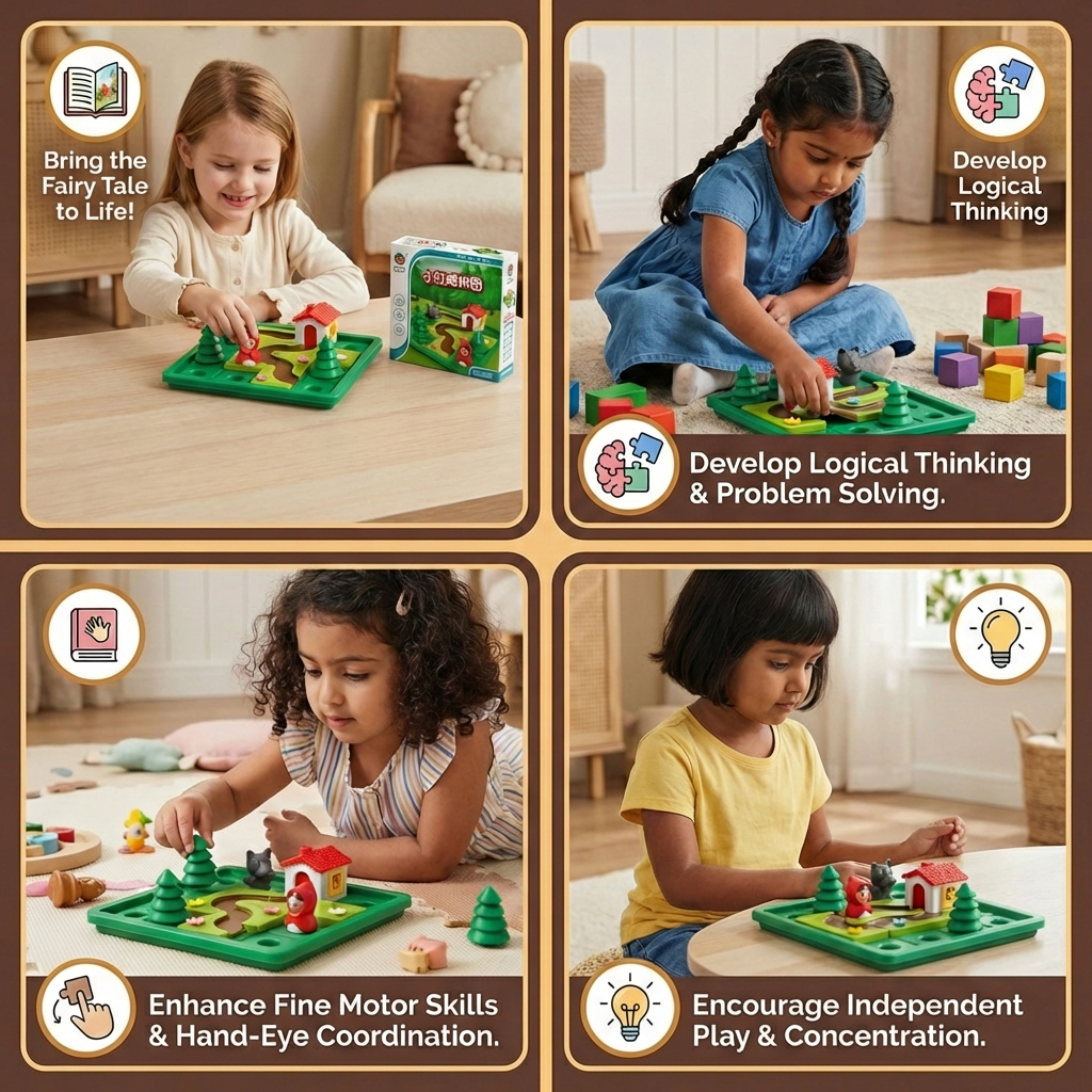 Montessori Little Red Riding Hood Puzzle and Skill Game